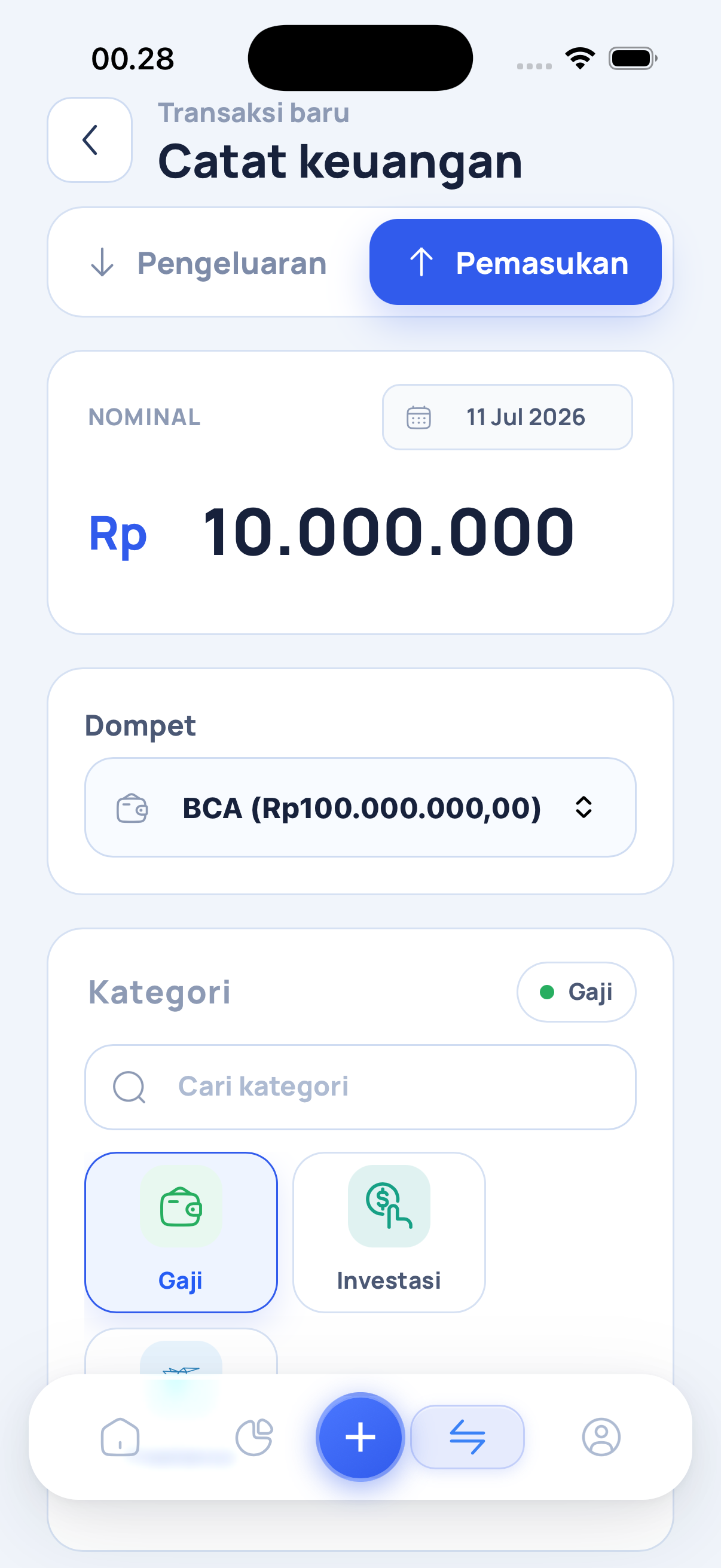 Catat pemasukan