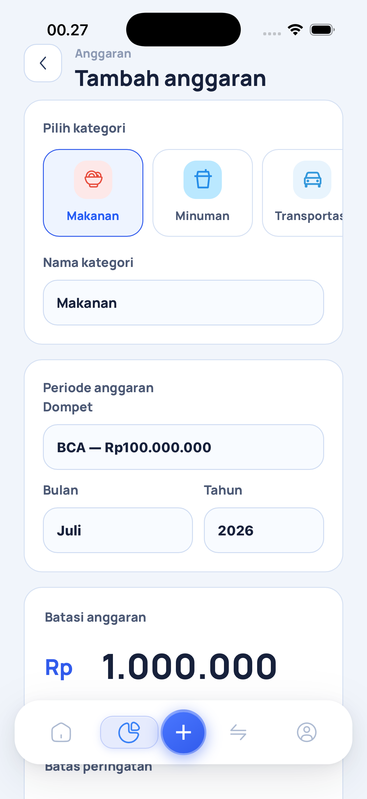 Atur kategori budget